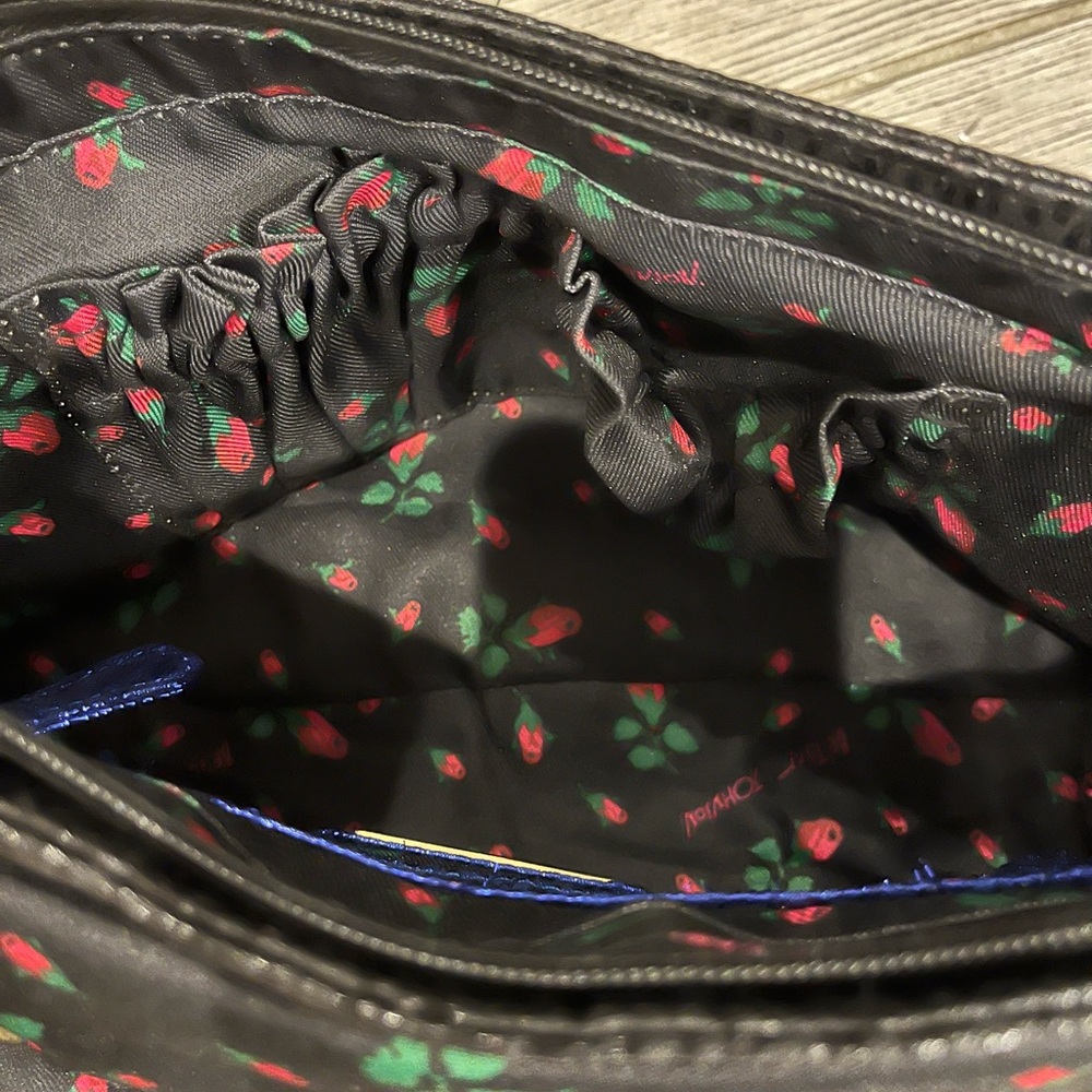 Betsey Johnson Black and Iridescent Blue/Purple Lightning Bolt Bowie Bag Rare - Picture 12 of 12
